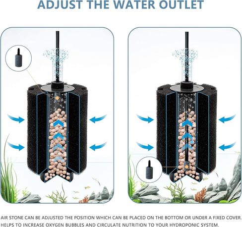 2 Pack 60-70 Gal Aquarium Sponge Filter with Air Stone and Ceramic Filter Media Quiet Fish Tank Bio Filter for Breeding Fry Shrimp Betta Fish Tank in Kuwait