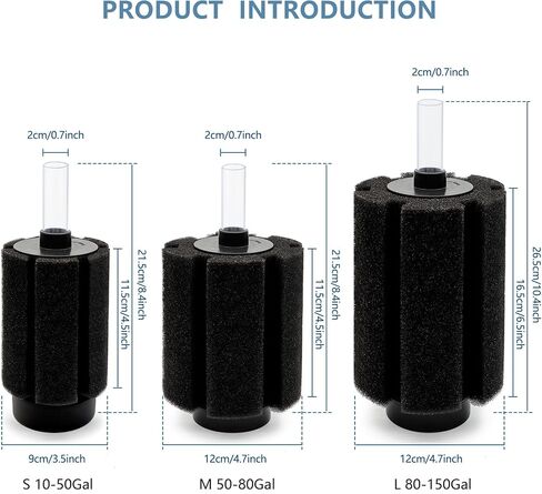 2 Pack 60-70 Gal Aquarium Sponge Filter with Air Stone and Ceramic Filter Media Quiet Fish Tank Bio Filter for Breeding Fry Shrimp Betta Fish Tank in Kuwait