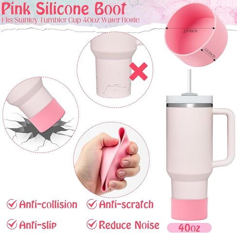 مجموعة إكسسوارات كأس ستانلي 67 قطعة من BOpusail لكأس ستانلي 40 و30 أونصة، بما في ذلك غطاء غطاء قش ديزي وغطاء مقاوم للانسكاب وسدادة من السيليكون وحامل أعواد الشفاه الوردي وسلسلة مفاتيح Pompom وملصقات Preppy Charm in Kuwait