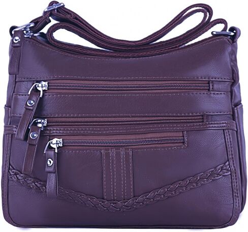 ELDA 10 جيوب محافظ كروس للنساء حقيبة كتف جلدية ناعمة من البولي يوريثان جيوب متوسطة الوزن حقيبة حقيبة للسيدات خفيفة الوزن in Kuwait