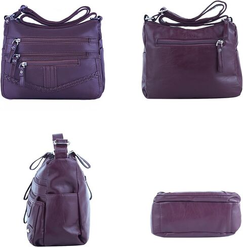 ELDA 10 جيوب محافظ كروس للنساء حقيبة كتف جلدية ناعمة من البولي يوريثان جيوب متوسطة الوزن حقيبة حقيبة للسيدات خفيفة الوزن in Kuwait