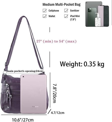 ELDA 10 جيوب محافظ كروس للنساء حقيبة كتف جلدية ناعمة من البولي يوريثان جيوب متوسطة الوزن حقيبة حقيبة للسيدات خفيفة الوزن in Kuwait