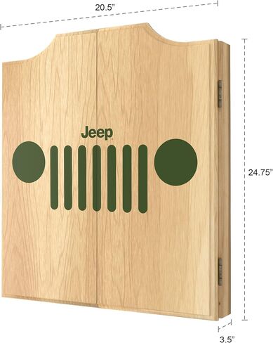 Trademark Global Dart Board Cabinet Set - Jeep Grille 1 Dart Board with 6 Steel Tip Darts, Scoreboard, Hanging Wood Cupboard in Saudi Arabia