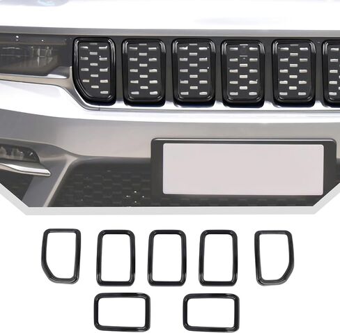 7PCS Grill Inserts Grille Trim Accessories for 2021+ Jeep Grand Cherokee (Black) in Saudi Arabia