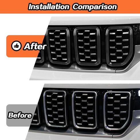7PCS Grill Inserts Grille Trim Accessories for 2021+ Jeep Grand Cherokee (Black) in Saudi Arabia
