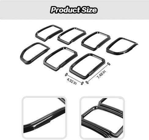 7PCS Grill Inserts Grille Trim Accessories for 2021+ Jeep Grand Cherokee (Black) in Saudi Arabia