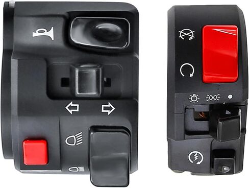 7/8" 22MM Motorcycle Handlebar Switch, Left & Right Side ATV Handlebar Horn Turn Signal Electric Fit for Fog Lamp Horn Signal Wires Ignition Stop Control in Saudi Arabia
