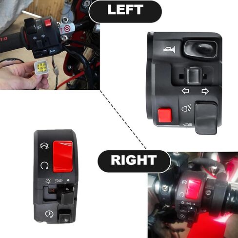 7/8" 22MM Motorcycle Handlebar Switch, Left & Right Side ATV Handlebar Horn Turn Signal Electric Fit for Fog Lamp Horn Signal Wires Ignition Stop Control in Saudi Arabia