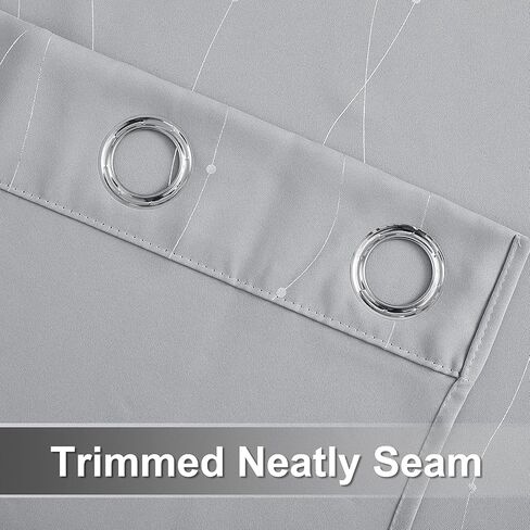 StangH ستائر التعتيم بطول 72 بوصة - خط موجة مع نقاط مطبوعة ستائر حديثة جروميت لوحات ستائر معزولة حراريًا لغرفة نوم الأطفال/المدرسة، رمادي فضي، W52 x L72، لوحتان in Kuwait