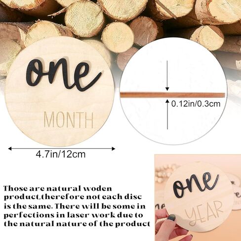 Baby Monthly Milestone - Wooden Monthly Milestone Photo Cards Sign Wooden Discs for Adorable Milestone Pictures of Your Newborn Boy/Girl Milestone Wooden Makers in Saudi Arabia