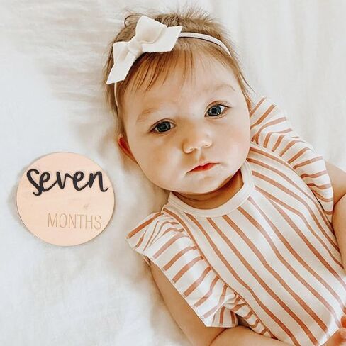 Baby Monthly Milestone - Wooden Monthly Milestone Photo Cards Sign Wooden Discs for Adorable Milestone Pictures of Your Newborn Boy/Girl Milestone Wooden Makers in Saudi Arabia