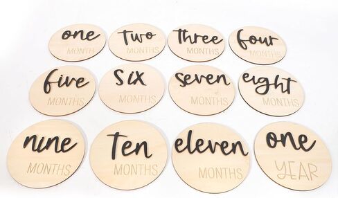 Baby Monthly Milestone - Wooden Monthly Milestone Photo Cards Sign Wooden Discs for Adorable Milestone Pictures of Your Newborn Boy/Girl Milestone Wooden Makers in Saudi Arabia