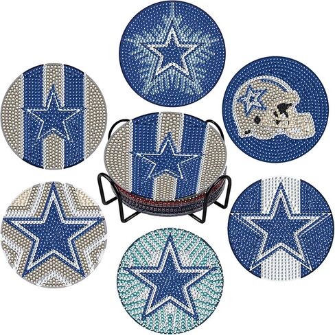 6 قطع من مجموعات قواعد الأكواب للوحات الماسية من LYENYI مع حامل، قواعد أكواب فنية ماسية لكرة القدم للأطفال البالغين، مجموعات نقاط الماس للكبار لوازم مجموعات الطلاء الماسي in Kuwait