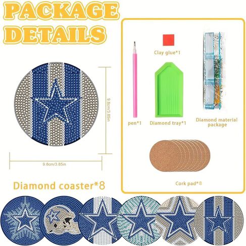 6 قطع من مجموعات قواعد الأكواب للوحات الماسية من LYENYI مع حامل، قواعد أكواب فنية ماسية لكرة القدم للأطفال البالغين، مجموعات نقاط الماس للكبار لوازم مجموعات الطلاء الماسي in Kuwait