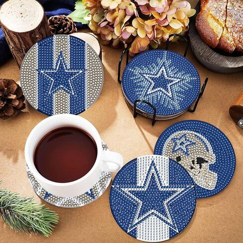 6 قطع من مجموعات قواعد الأكواب للوحات الماسية من LYENYI مع حامل، قواعد أكواب فنية ماسية لكرة القدم للأطفال البالغين، مجموعات نقاط الماس للكبار لوازم مجموعات الطلاء الماسي in Kuwait