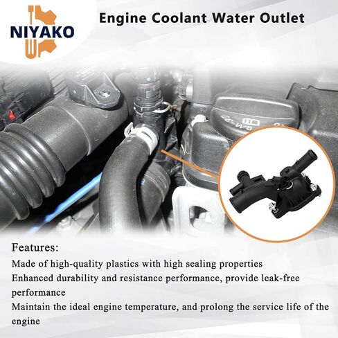Niyako Engine Coolant Water Outlet Thermostat Housing Replacement# 𝟗𝟎𝟐-𝟖𝟒𝟔 𝟏𝟓-𝟏𝟏𝟏𝟎𝟓 𝟐𝟓𝟏𝟗𝟑𝟗𝟐𝟐 𝟓𝟓𝟓𝟔𝟓𝟑𝟑𝟒 Fit 2011-2020 Chevy Cruze Sonic Trax Encore 1.4L L4 in Saudi Arabia