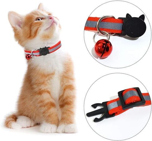 أطواق القطط العاكسة، 12 حزمة من أطواق القطط القابلة للتعديل مع أجراس وإصدار آمن، تناسب جميع القطط المنزلية والقطط الكبيرة (12 لونًا) in Kuwait
