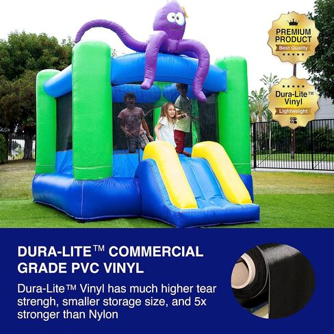 منزل JumpOrange Lil Lady Octopus القابل للنفخ مع منزلق (مع منفاخ)، للأطفال والأطفال الصغار، خفيف الوزن، التمشي على سطح القمر، منزل نطاط، متعة الصيف، فينيل PVC شبه تجاري in Kuwait
