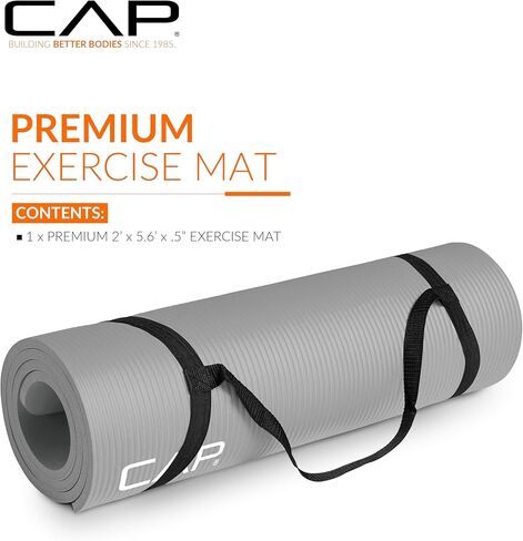بساط اليوغا للتمرين عالي الكثافة مقاس 1/2 بوصة من CAP Barbell مع حزام | خيارات متعددة in Kuwait