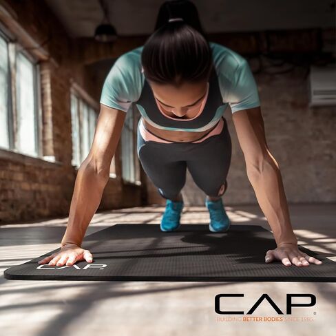 بساط اليوغا للتمرين عالي الكثافة مقاس 1/2 بوصة من CAP Barbell مع حزام | خيارات متعددة in Kuwait