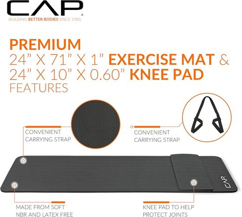 بساط اليوغا للتمرين عالي الكثافة مقاس 1/2 بوصة من CAP Barbell مع حزام | خيارات متعددة in Kuwait