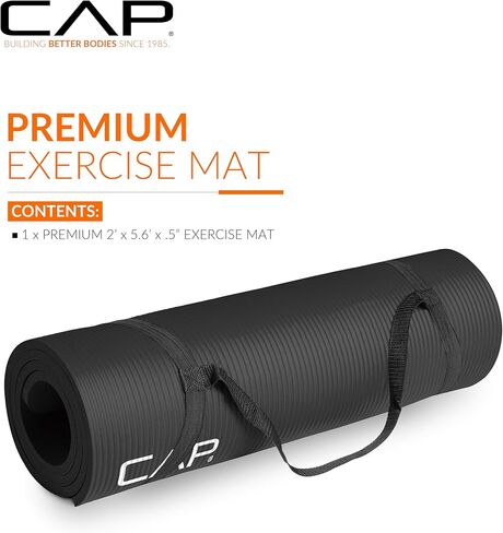 بساط اليوغا للتمرين عالي الكثافة مقاس 1/2 بوصة من CAP Barbell مع حزام | خيارات متعددة in Kuwait