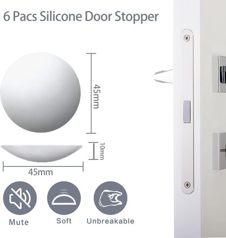 Door Knob Wall Protector 6pcs, Door Stopper Wall Protector with Strong Self Adhesive, Soft Silencer Door Bumpers for Home and Office in Saudi Arabia
