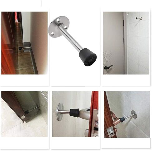 Saim Door Stop Wall Mount 4.5inch 201 Stainless Steel Door Stopper Protective Door and Wall Rubber Tip Design Mute in Saudi Arabia