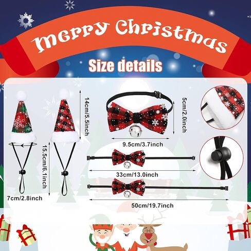 6 Pieces Dog Christmas Outfit Include 2 Pieces Dog Christmas Bandana 2 Pieces Dog Christmas Hat and 2 Pieces Bow Tie Collar Dog Apparel and Accessories for Small Medium Dog PET (Vivid Pattern) in Saudi Arabia