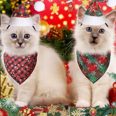 6 Pieces Dog Christmas Outfit Include 2 Pieces Dog Christmas Bandana 2 Pieces Dog Christmas Hat and 2 Pieces Bow Tie Collar Dog Apparel and Accessories for Small Medium Dog PET (Vivid Pattern) in Saudi Arabia