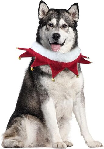 Christmas Dog Collar with Bells,Holiday Dog&Cat Knitted Jingle Dress,Pet Costume Bandana Scarf for Puppy Kitty (XL) in Saudi Arabia