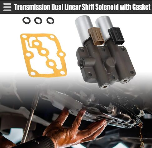 Motoforti Transmission Dual Linear Shift Solenoid, Automatic Transmission Shift Solenoid, for Honda Accord 1998-2007, Iron Plastic, with Gasket, 28250P6H024, Dark Gray Silver Tone, 1 Set in Saudi Arabia