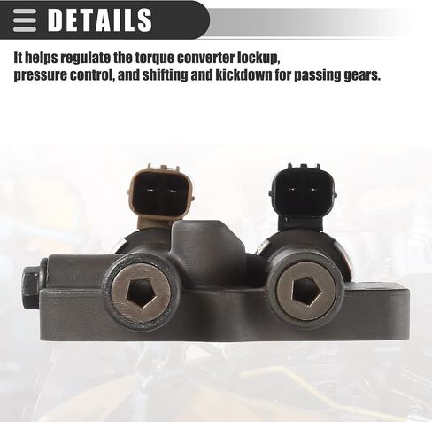 Motoforti Transmission Dual Linear Shift Solenoid, Automatic Transmission Shift Solenoid, for Honda Accord 1998-2007, Iron Plastic, with Gasket, 28250P6H024, Dark Gray Silver Tone, 1 Set in Saudi Arabia