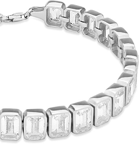 SHYMI .925 Sterling Silver Clasic Bezel Set Emerald Statement Tennis Bracelet in Saudi Arabia
