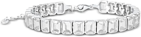 SHYMI .925 Sterling Silver Clasic Bezel Set Emerald Statement Tennis Bracelet in Saudi Arabia