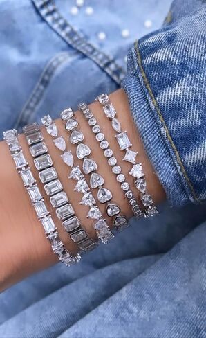 SHYMI .925 Sterling Silver Clasic Bezel Set Emerald Statement Tennis Bracelet in Saudi Arabia