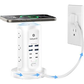 Kakyanill 115W USB Charging Station, Power Strip Tower with 9 AC 8 USB in Saudi Arabia