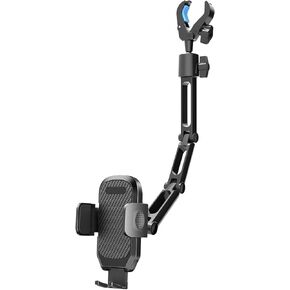 Quyee Phone Holder Car, Rear View Mirror Phone Holder - Aluminum Alloy Mount Multi-Angle Adjustment Rotatable and Retractable Compatible with All 4-7 Inch iPhone and Android Cell Phones in Saudi Arabia