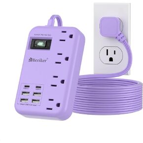 6 USB Travel Power Strip,4 Outlets,5Ft Extension Cord,Surge Protector,13A in Kuwait