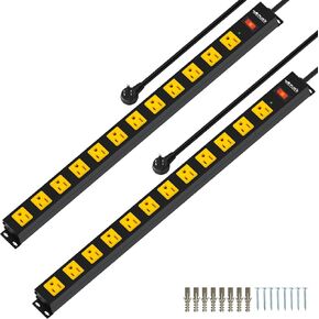 12 Outlet Long Power Strip, 2100 Joules Surge Protector, 6FT Power Cord, Wide Spaced Outlet Power Bar, Overload Protection Switch, Industrial Heavy Duty for Work Bench, Shop, Garage in Saudi Arabia