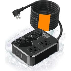 Qiyuan قطاع الطاقة في الهواء الطلق مانعة لتسرب الماء 6FT تمديد الحبل 4 منافذ 3 USB in Kuwait
