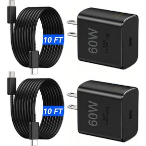 60W USB C Super Fast Charger Type C Charger Fast Charging Android Phone Charger Block with 10ft USB C Fast Charging Cable Cord for Samsung Galaxy S26/S26 Ultra/S26+/S25 Ultra/S24 Ultra, iPhone, iPad in Kuwait