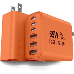 2-Pack 65W USB C Charger Block, 6-Port Fast Wall Charging Block [3 PD USB-C & 3 QC USB-A] for iPhone 17 16 15 Pro Max, iPad Pro, Galaxy S26 S25, Pixel 10 9, iWatch,Google & More in Kuwait