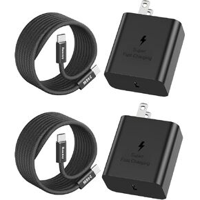 45W USB-C Charger, Super Fast Charger Type C 2Pack, PD Fast Charging with 5A USB-C Cable for Samsung Galaxy S25 Ultra/S25+/S24 Ultra/S24+/S23 Ultra/S23+/Ultra S22/S22+/S20 Ultra/Note 10 in Saudi Arabia