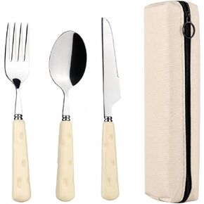 4PCS Travel Utensil Set with Case for Women Girl,Stylish Reusable Stainless Steel Diner Fork Spoon Knife Set for Lunch Box Work School Camping in Saudi Arabia