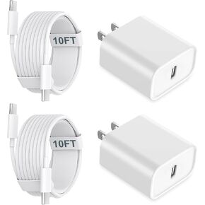 شاحن iPhone سريع، شاحن iPhone شحن سريع 2 حزمة PD 6FT نوع C سريع USB C إلى كابل Lightning شاحن سريع iPhoneUSB C قابس حائط لـ iPhone14 13 12 11 Pro Max XR XS X، iPad، AirPods in Kuwait