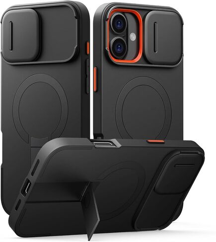 SURITCH for iPhone 16 Pro Max Case with Magnetic Camera Slide Cover and Adjustable Kickstand, Compatible with MagSafe, Shockproof Bumper Case Slim Protective Cover 6.9 Inch, Black in Kuwait