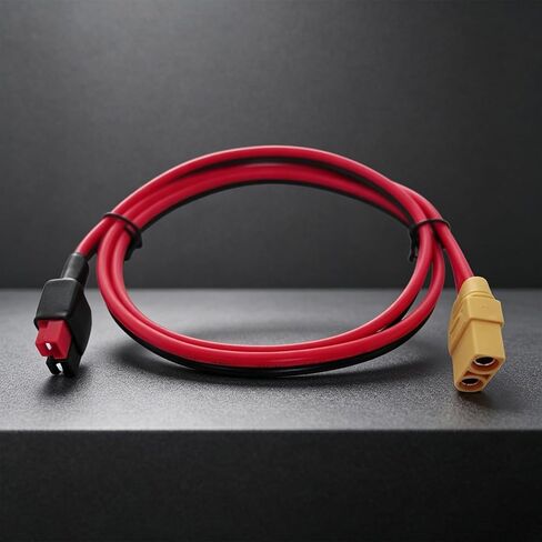 شحن البطارية XT90 أنثى إلى كابل موصل 45A 1 متر PVC | غطاء PVC موصل نحاسي لأسلاك صندوق البطارية، واستخدام المصدر المحمول، وإعدادات الشحن وتوجيه القطبية in Kuwait