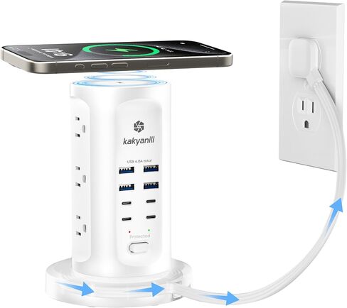 Kakyanill 115W USB Charging Station, Power Strip Tower with 9 AC 8 USB in Saudi Arabia