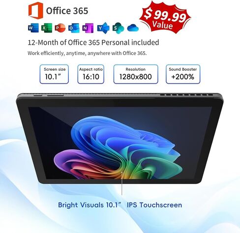 2-in-1 Laptop/Tablet (2026), 1-Year Office 365, 10.1" FHD IPS Touchscreen in Kuwait